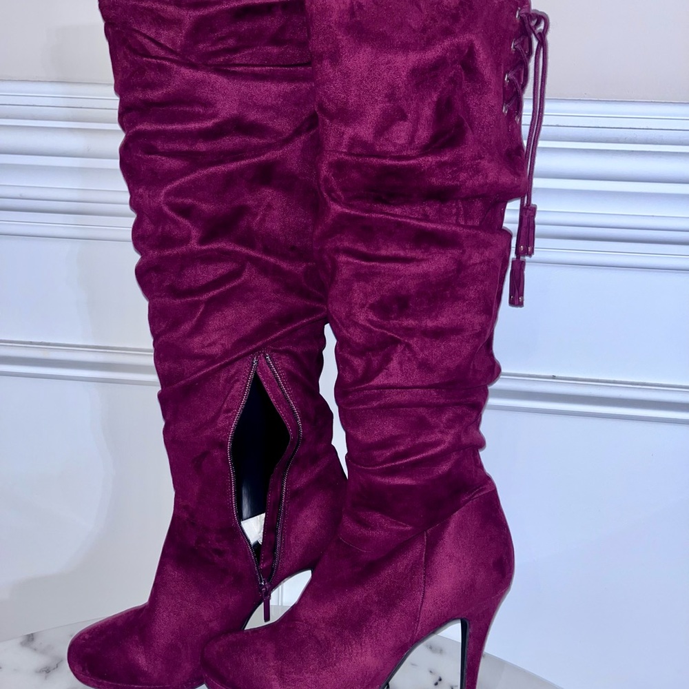 Elegant Burgundy Knee-High Boots
